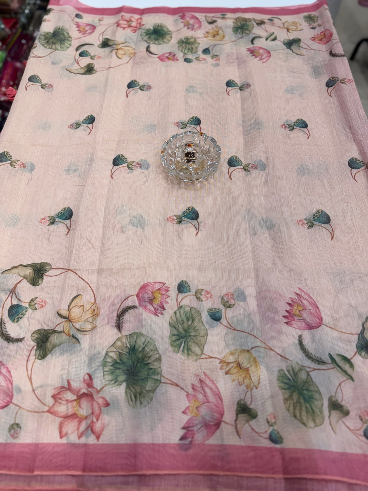 Cotton Chanderi Silk Floral Printed Saree with Blouse Piece