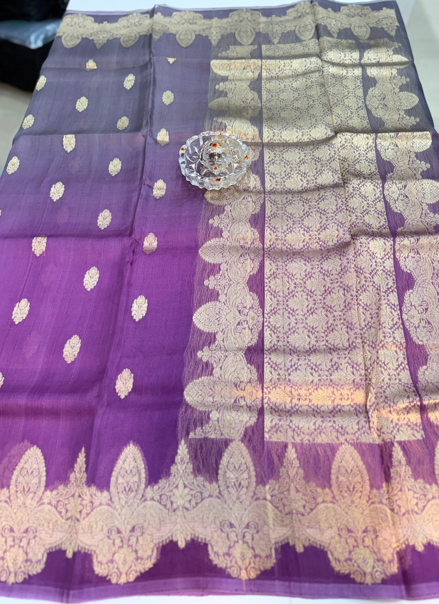 Banarasi handloom pure kora organza saree with kaduwa zari weaving and silkmark certified blouse