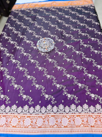 Mashru Katan Silk Saree with Zari Weaving Border and Blouse – Festive Wear for Women