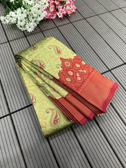 Triple Weaving Zari Tissue Silk Saree