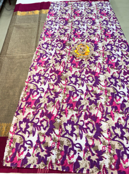 Chettinad Pure Cotton Saree with Zari Border – 80 Count, 20 Colours, 5.5m Length