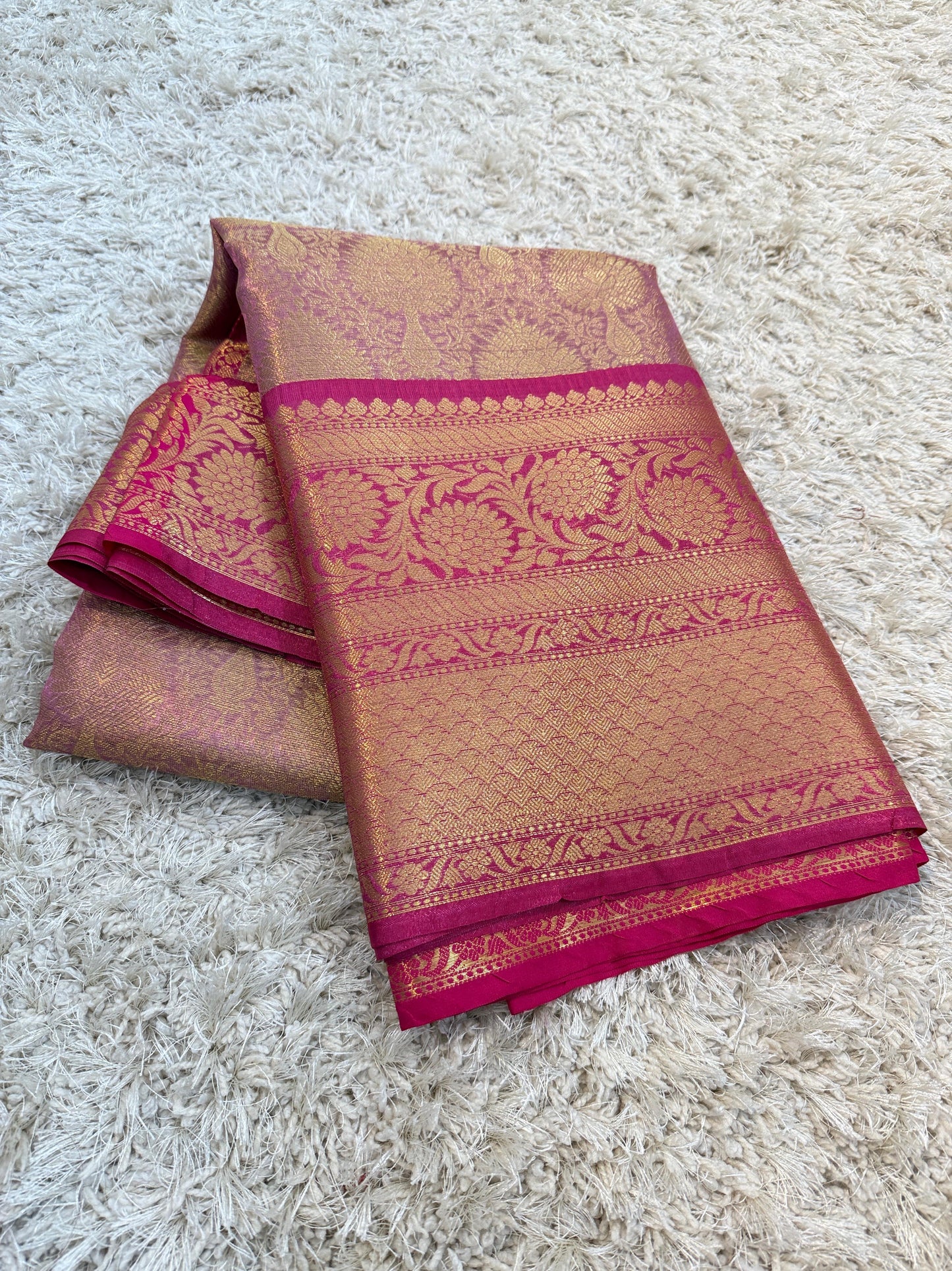 Banarasi Zari Tanchui Kanchipuram Soft Silk Saree with Rich Pallu and Brocade Blouse