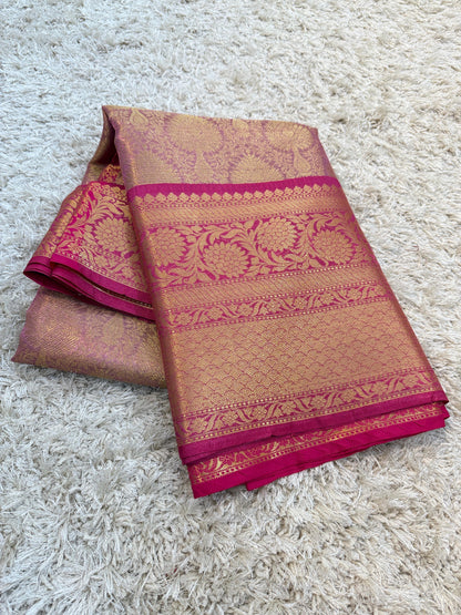 Banarasi Zari Tanchui Kanchipuram Soft Silk Saree with Rich Pallu and Brocade Blouse