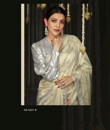 brasso saree with embroidered blouse – festive ethnic wear for women