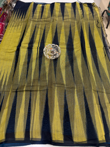 Ikat Kotki Cotton Silk Saree for Women with Matching Blouse Piece – Handwoven Traditional Design