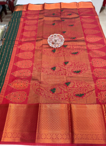 Dharmavaram Silk Saree with Intricate Meena Work and Blouse Piece for Women
