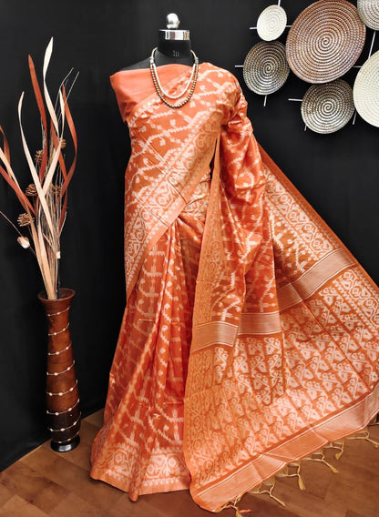 Banglori Handloom Raw Silk Saree with Weaving Pallu and Border for Women