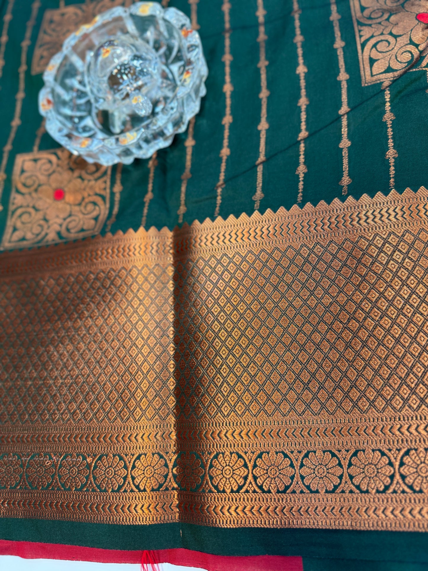 Dharmavaram Silk Saree with Intricate Meena Work and Blouse Piece for Women