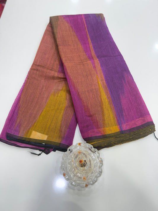 Ikat Kotki Cotton Silk Saree for Women with Matching Blouse Piece – Handwoven Traditional Design