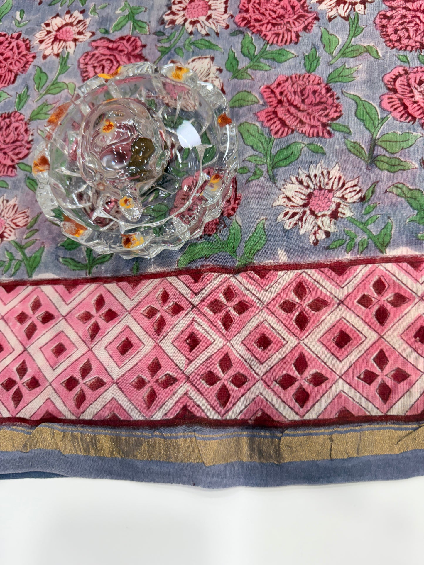 Pure Chanderi Silk Saree with Intricate Handblock Print and Blouse Piece – Traditional Wear for Women