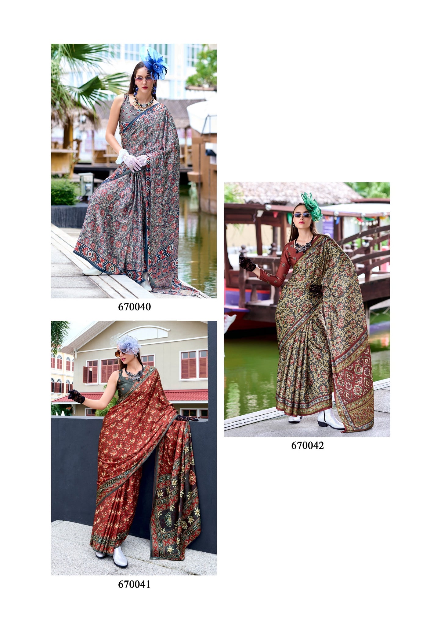 Pure Satin Silk Saree with Ajrakh Print – Festival and Traditional Wear Saree for Women