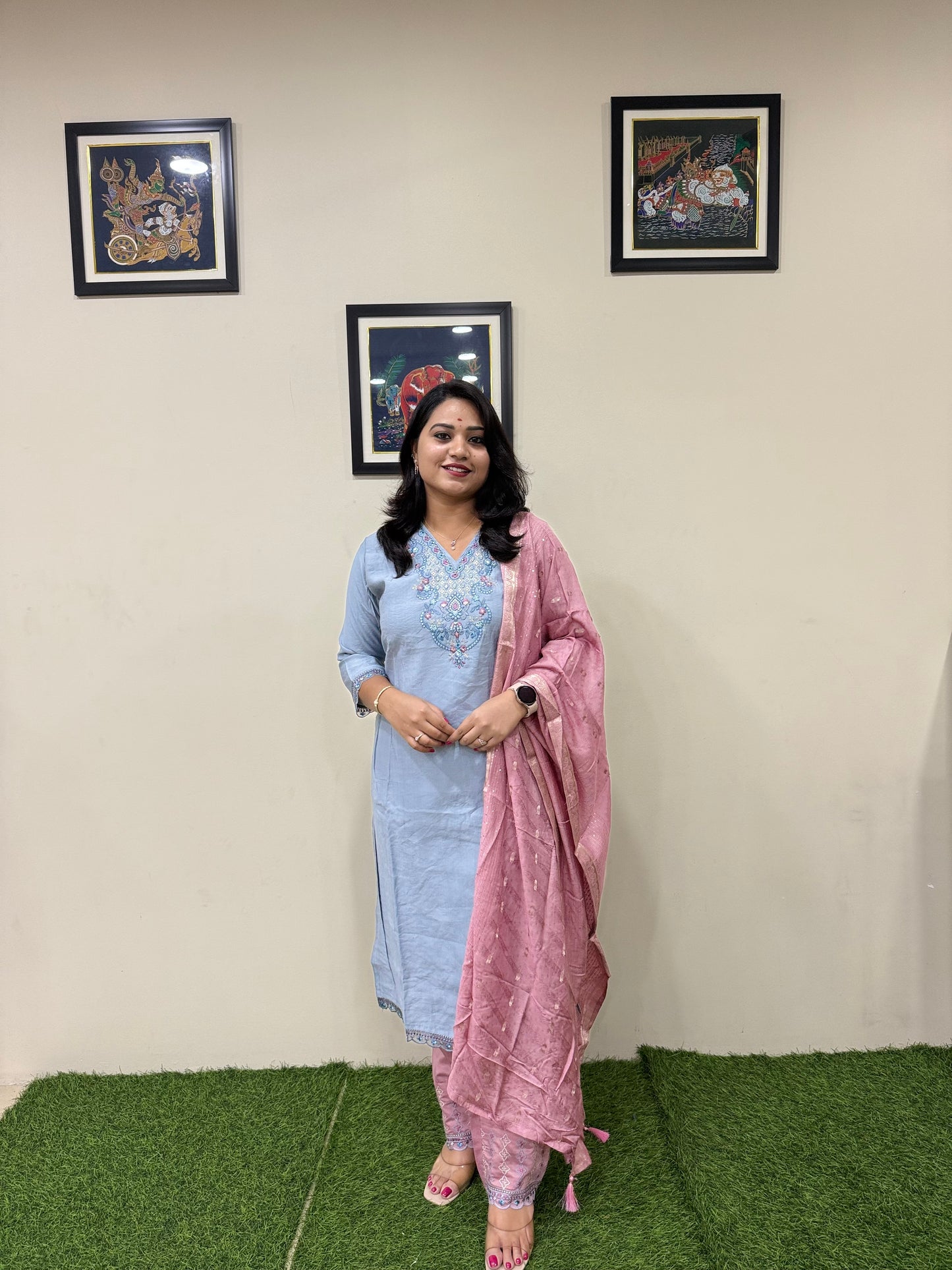 Viscose Embroidered 3-Piece Suit Set with Jacquard Dupatta – XL to 3XL