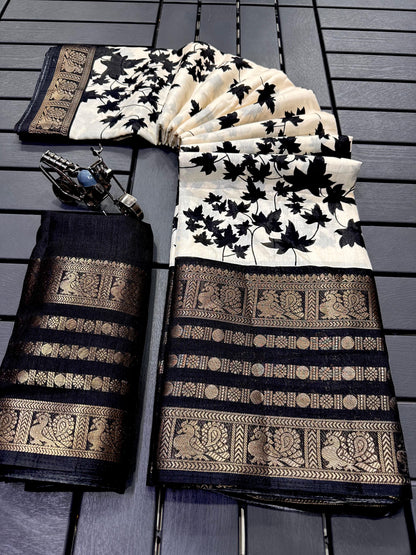 Dola Silk Saree with All-Over Jari Work and Jacquard Border for Women