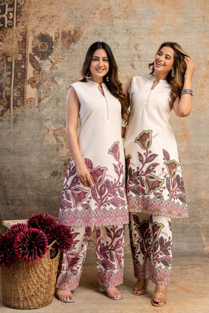 Sleeveless Flex Cotton Kurti Pant Set for Women – Lightweight Daily Wear