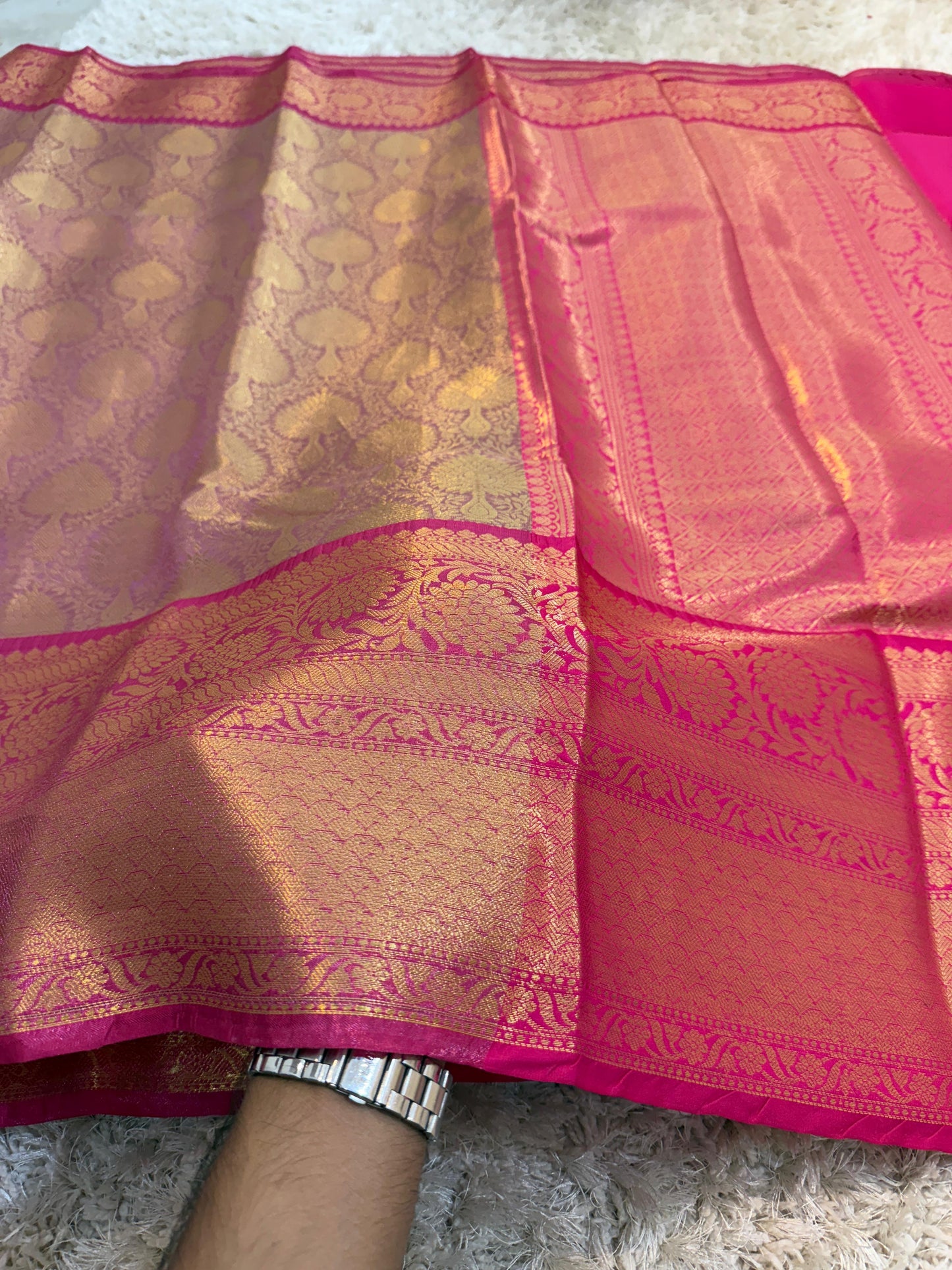 Banarasi Zari Tanchui Kanchipuram Soft Silk Saree with Rich Pallu and Brocade Blouse