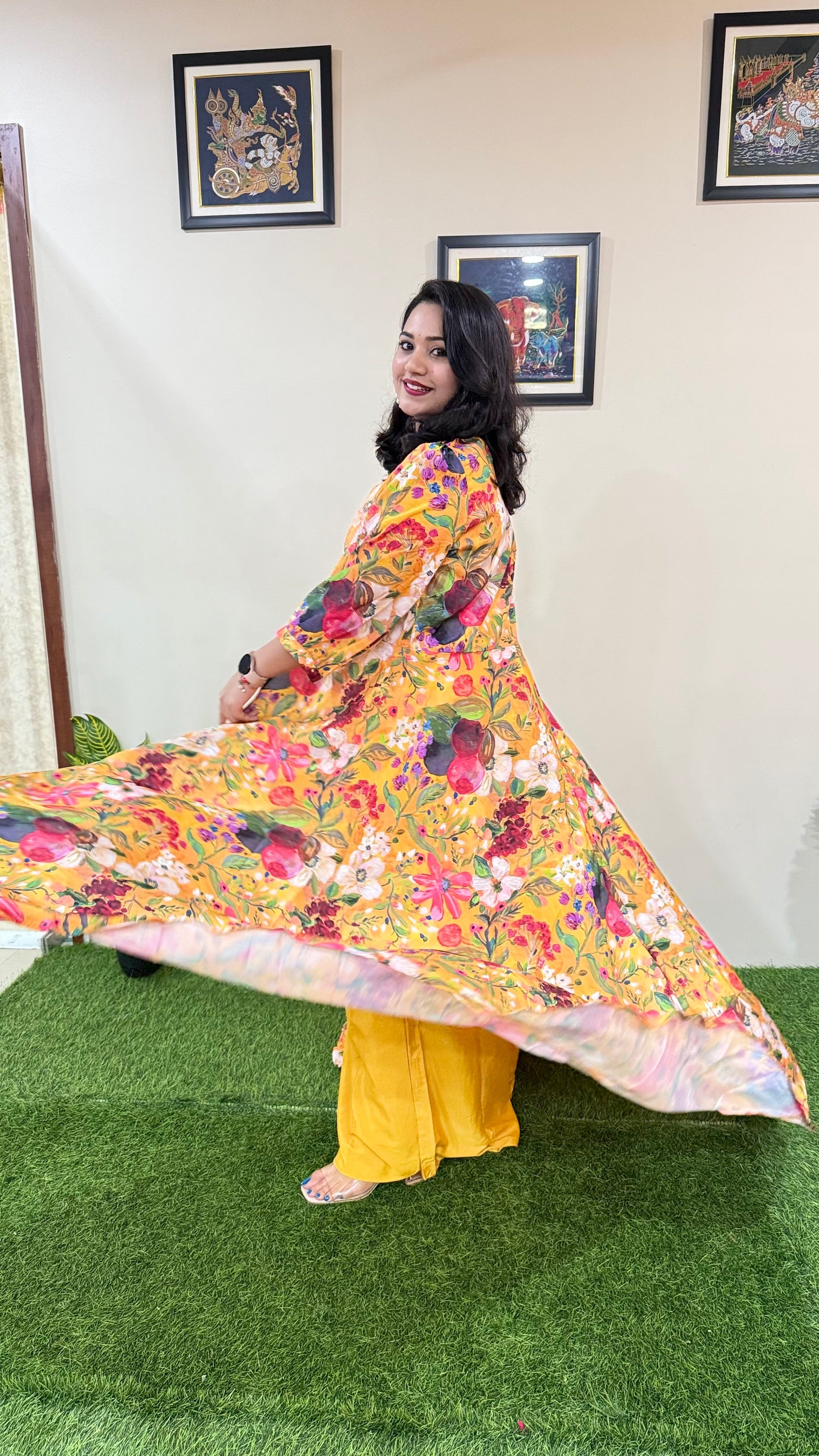 French Crepe Silk 4-Piece Embroidered Ethnic Set for Women – Free Size Stitched Outfit