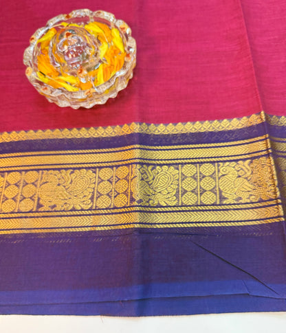 Chettinad Pure Cotton Saree with Zari Border – 80 Count, 20 Colours, 5.5m Length