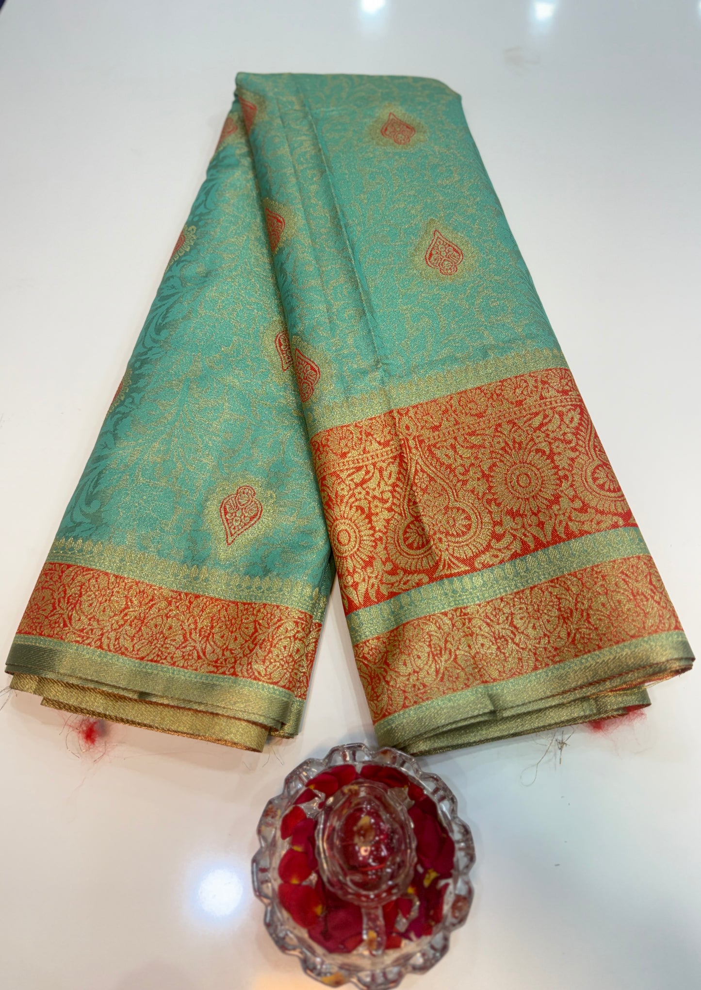 Pure Soft Silk Saree with Rich Zari Weaving and Multicolor Thread Work, Running Silk Blouse