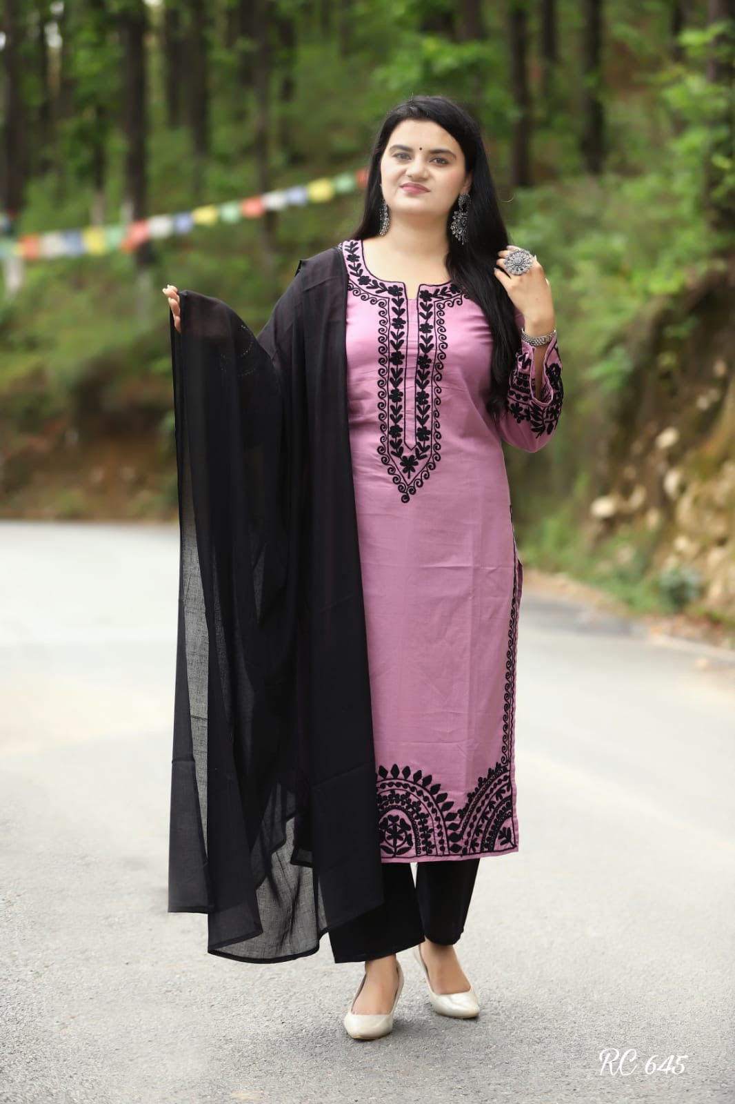 Embroidered Cotton Kurti Pant Dupatta Set for Women with Designer Sleeves – Sizes 38 to 46