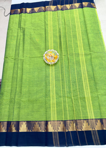 Chettinad Pure Cotton Saree with Zari Border – 80 Count, 20 Colours, 5.5m Length