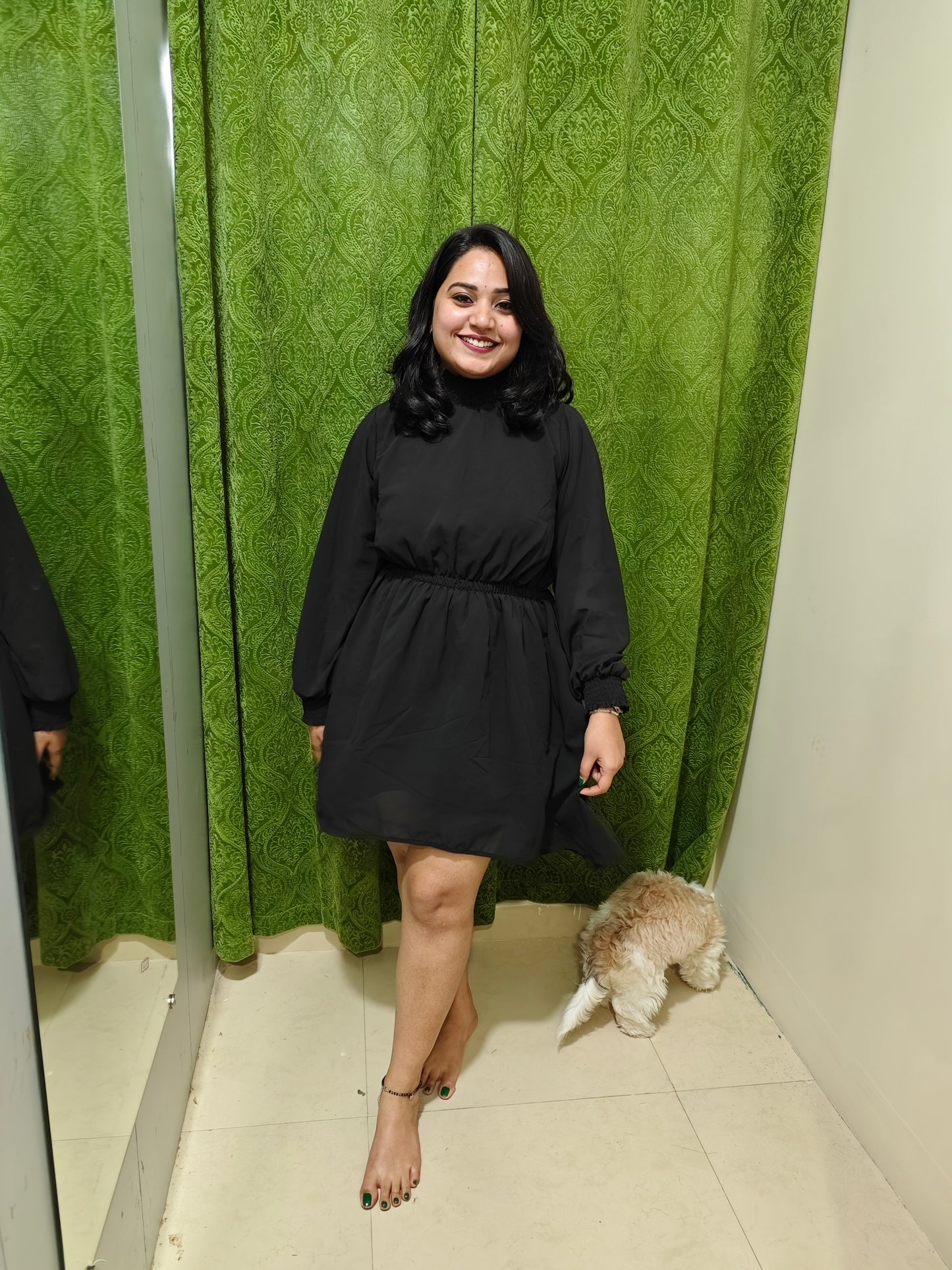 Premium Fox Georgette Suit with Designer Smoke Work on Neck and Sleeves – Women’s Stitched Outfit