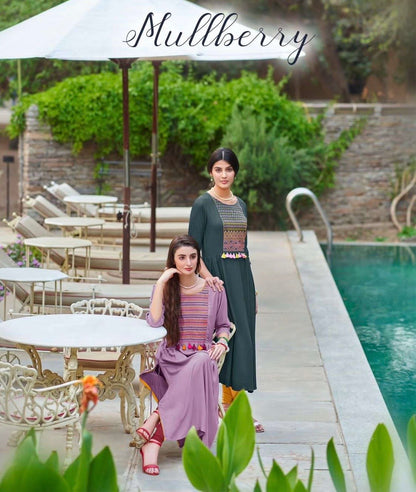 Rayon Printed Kurti with Embroidery and Handwork for Women – XXL & XXXL