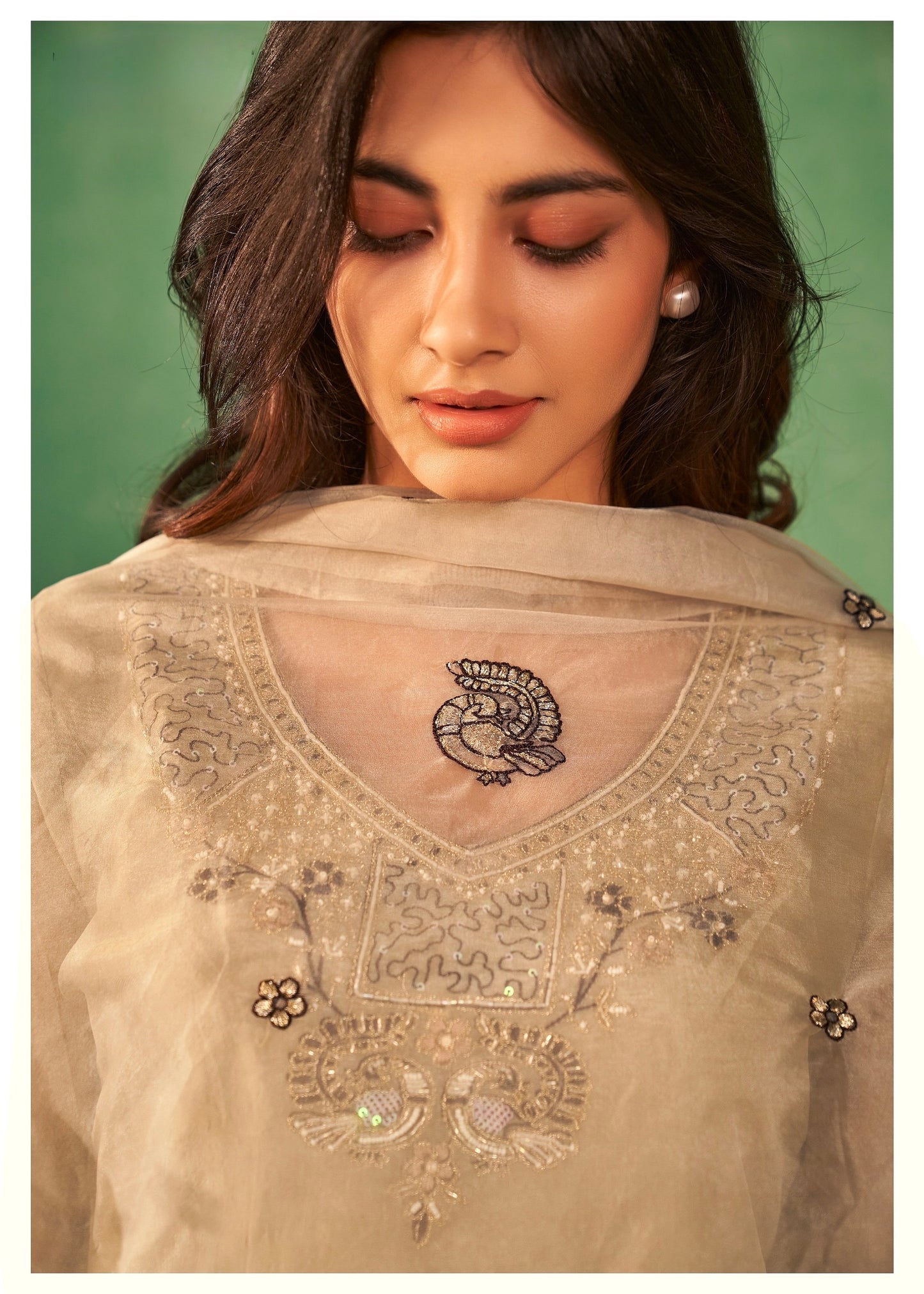 Gold Silk Kurta Pant Dupatta Set with Heavy Khatli Work and Cutwork Dupatta – Sizes M to XXL