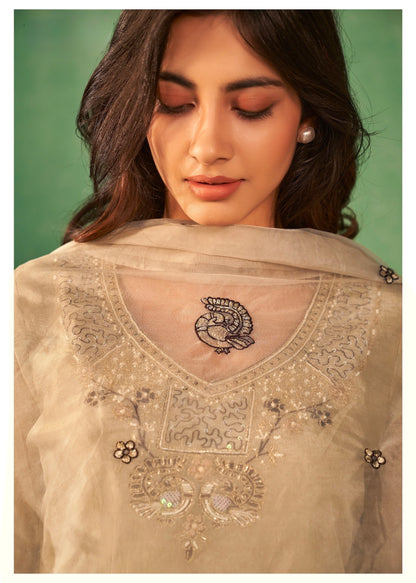 Gold Silk Kurta Pant Dupatta Set with Heavy Khatli Work and Cutwork Dupatta – Sizes M to XXL