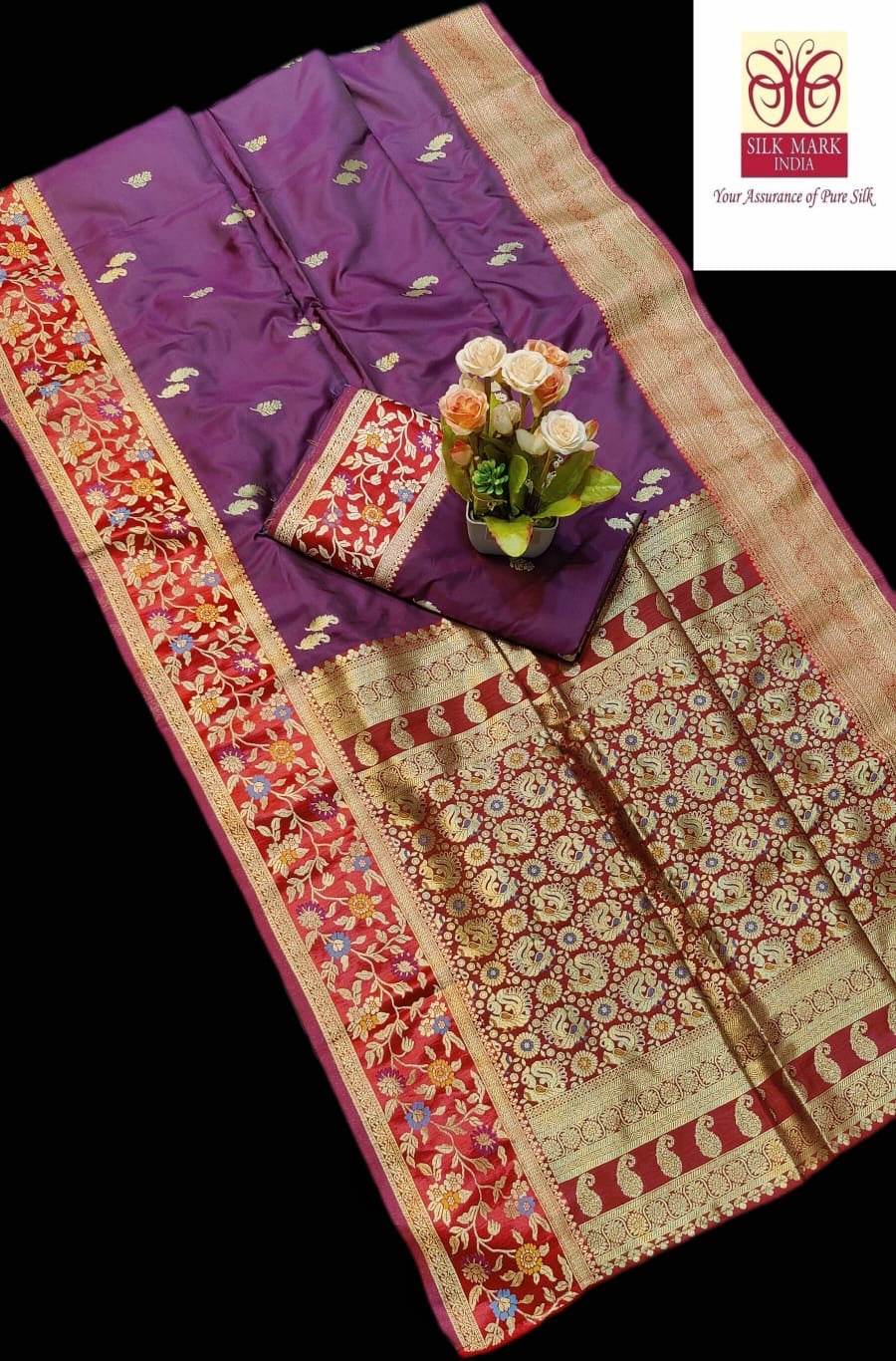 Pure Paithani Silk Saree for Women with Traditional Woven Motifs and Blouse Piece – Silk Mark Certified