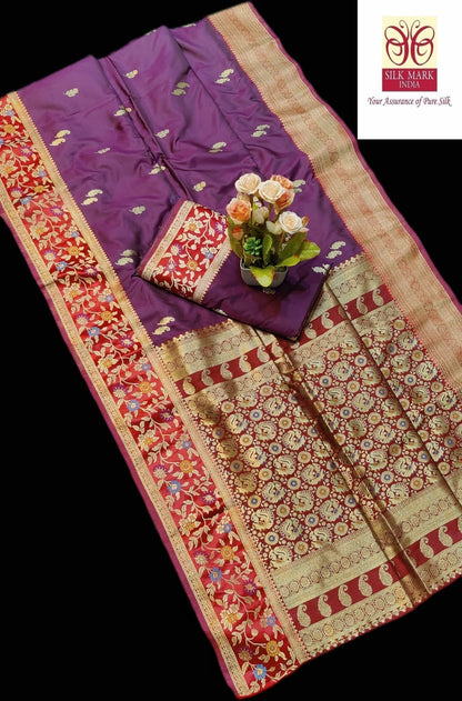 Pure Paithani Silk Saree for Women with Traditional Woven Motifs and Blouse Piece – Silk Mark Certified