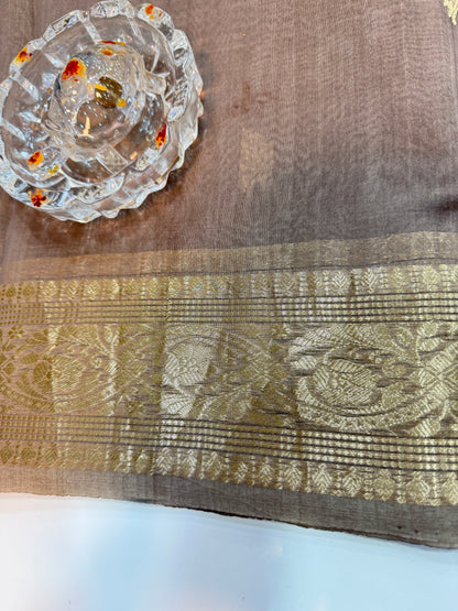 Banarasi handloom pure kora organza saree with kaduwa zari weaving and silkmark certified blouse