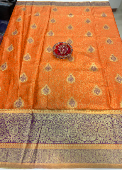 Pure Soft Silk Saree with Rich Zari Weaving and Multicolor Thread Work, Running Silk Blouse