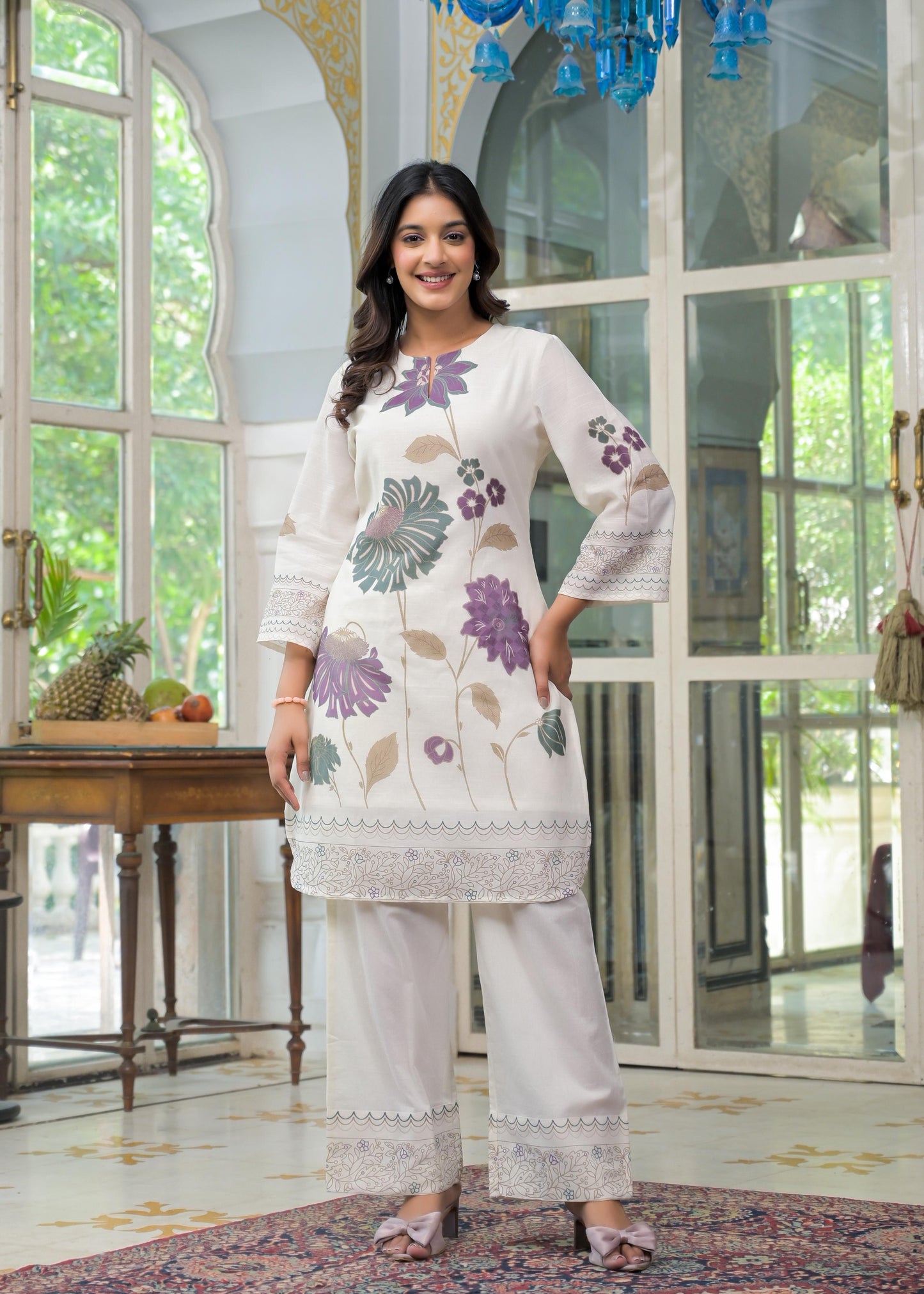 Linen-Cotton Co-Ord Set with Tailored Top and Bottom – Casual and Workwear Ethnic Set for Women (M to 3XL)