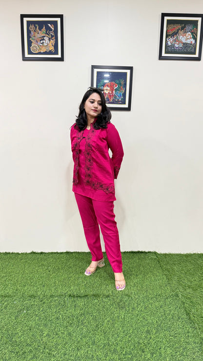 Women's Viscose Latex Co-ord Set in Trendy Solid Design – Sizes XL to 3XL