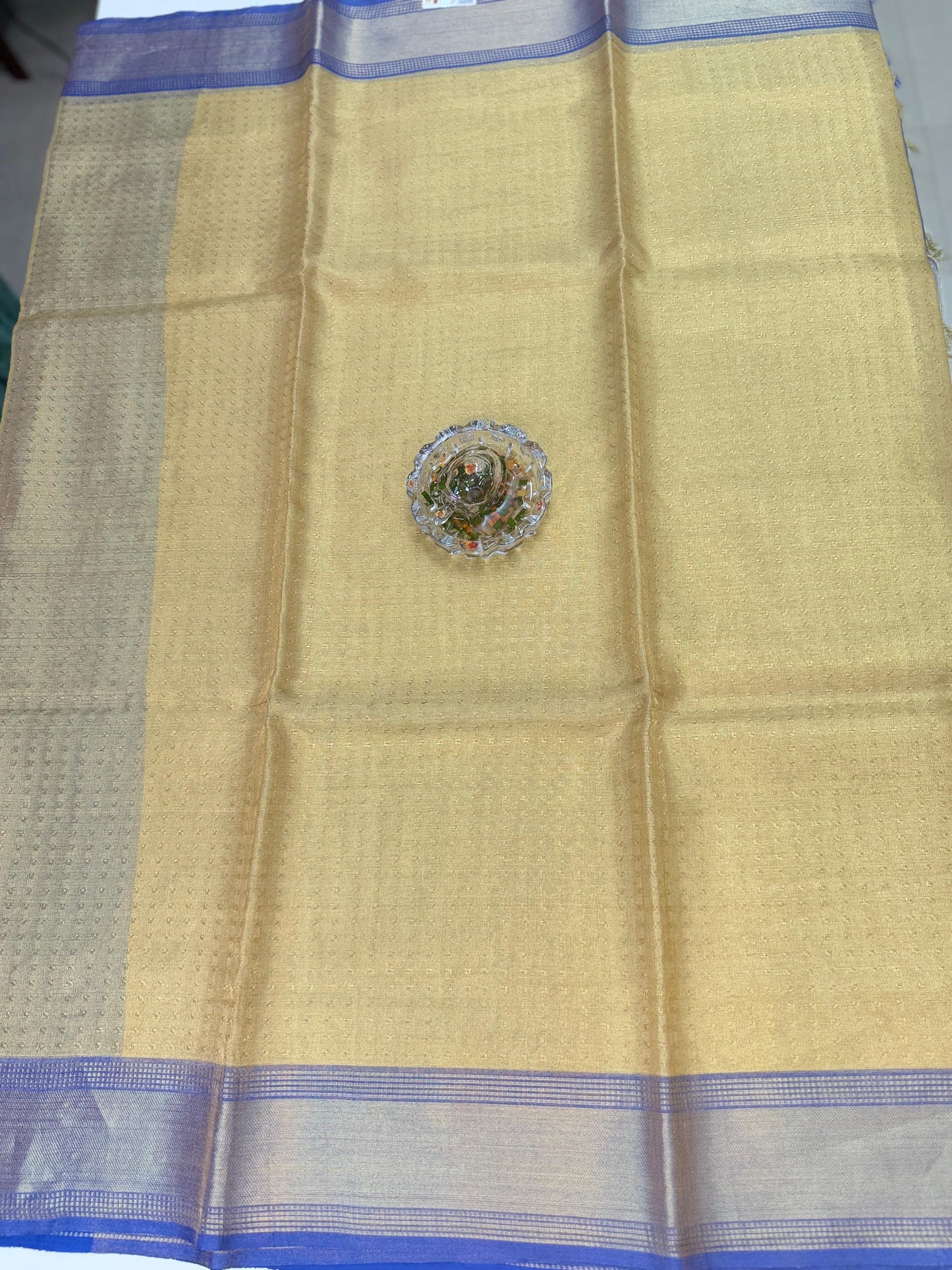 Pure Tussar Tissue Silk Saree with Contrast Border and Blouse Piece – Silk Mark Certified