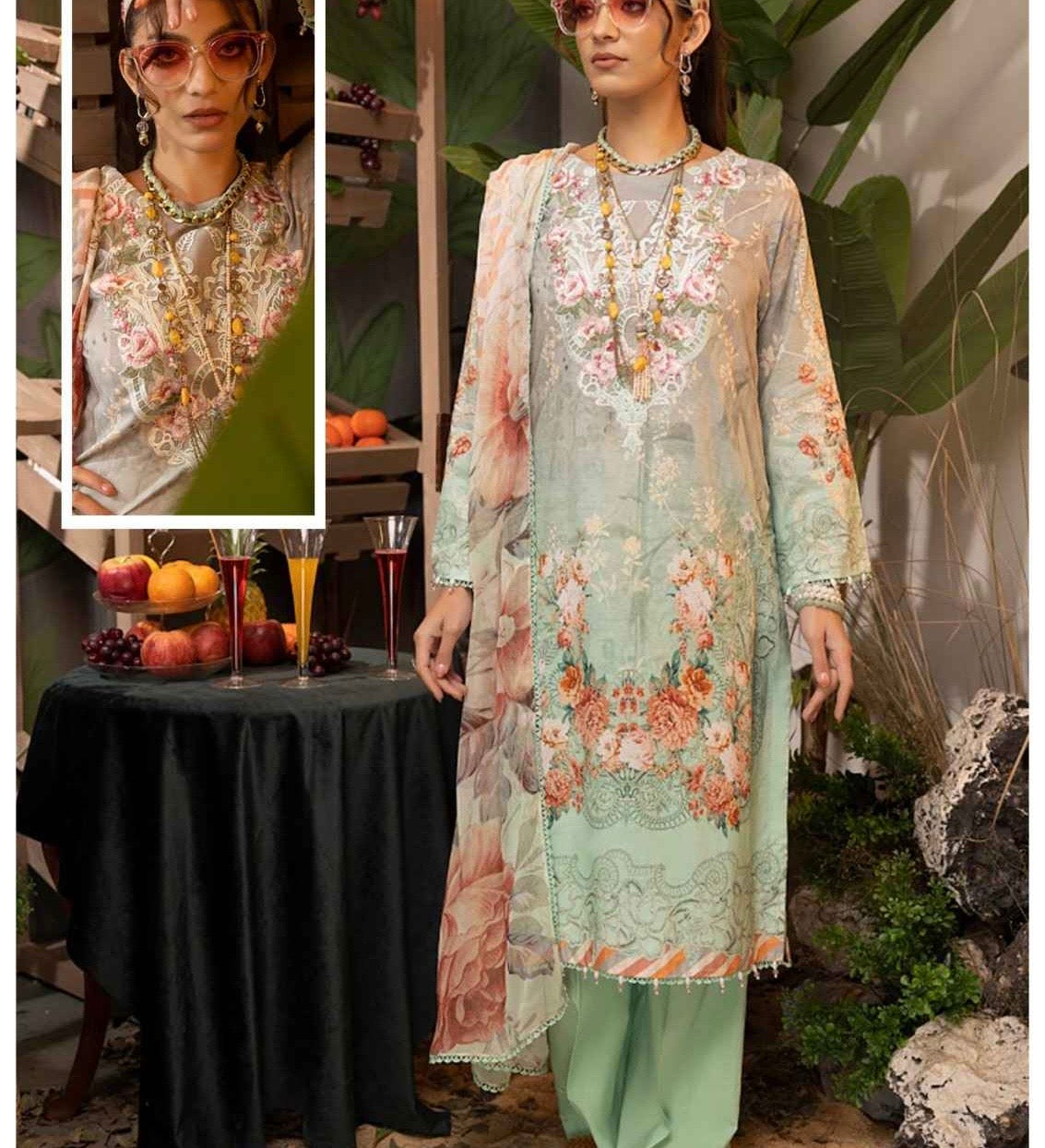 Unstitched Heavy Cotton Printed Dress Material with Mal Mal Dupatta for Women