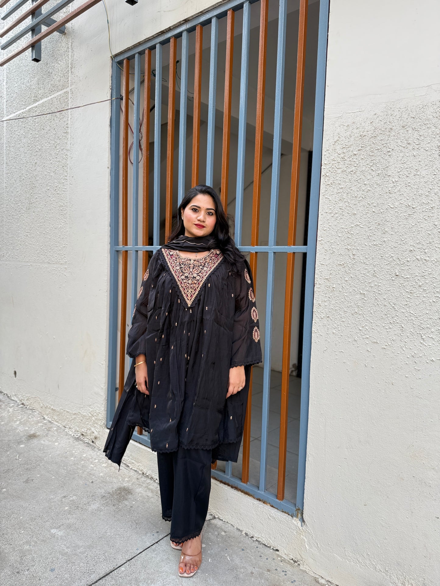 Mul Chanderi Kurta Palazzo Dupatta Set for Women with Embroidery – Festive Wear, Sizes 38–46