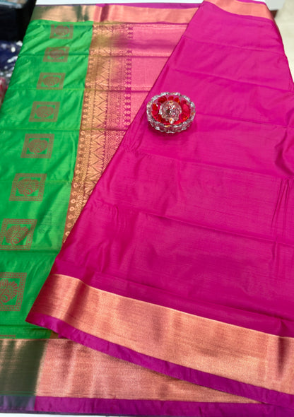 Kanchi Soft Silk Saree with Zari Weaving and Traditional Motifs – Wedding and Festive Wear