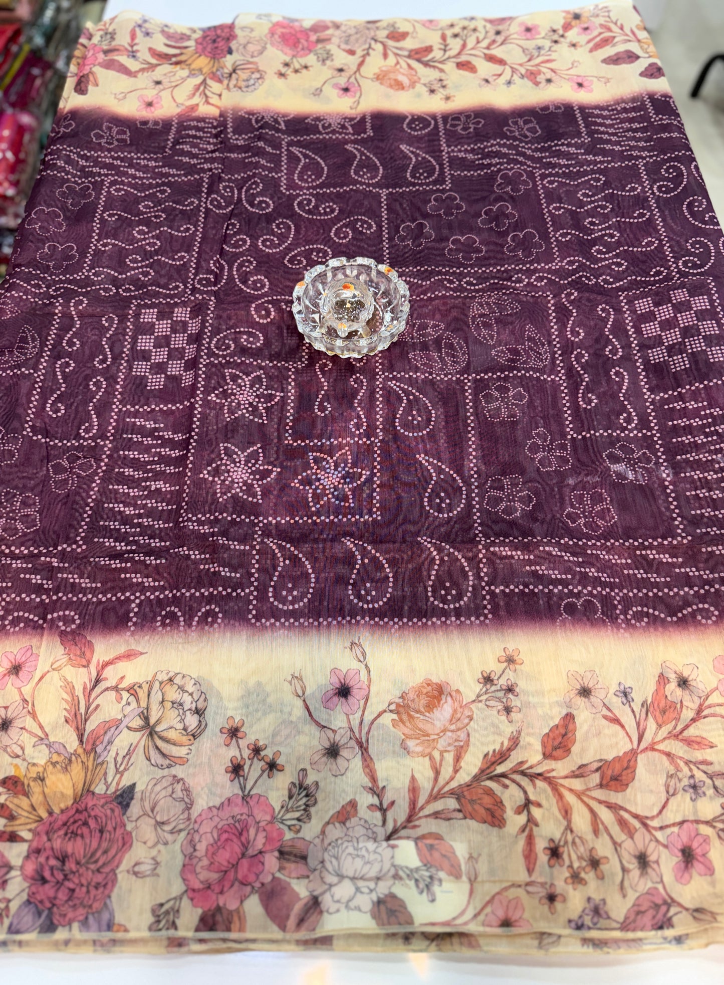 Cotton Chanderi Silk Floral Printed Saree with Blouse Piece