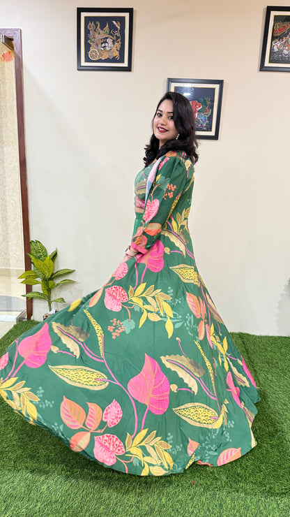 French Crepe Silk 4-Piece Embroidered Ethnic Set for Women – Free Size Stitched Outfit