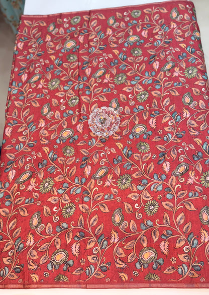 Kota Silk Printed Saree with Floral Design and Contrast Pallu for Women