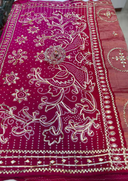 Pure Modal Silk Saree with Embroidered Border and Matching Blouse