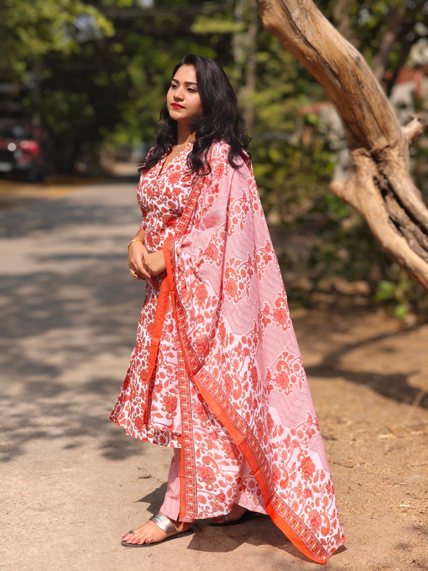 Cotton Floral Printed Suit Set with Kurta, Pant and Dupatta – Women’s Ethnic Wear