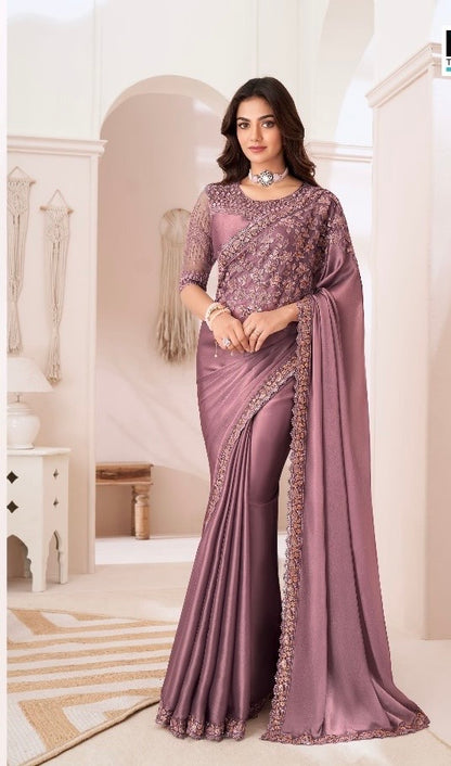Satin Georgette Saree with Elegant Design for Festive and Party Wear – Soft and Flowy Drape