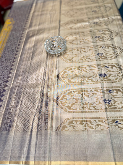 Semi Pattu Silk Saree with Zari Border and Contrast Pallu for Women