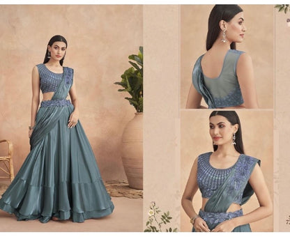 fancy ready to wear saree with unstitched net blouse Mani’s Ready to Wear