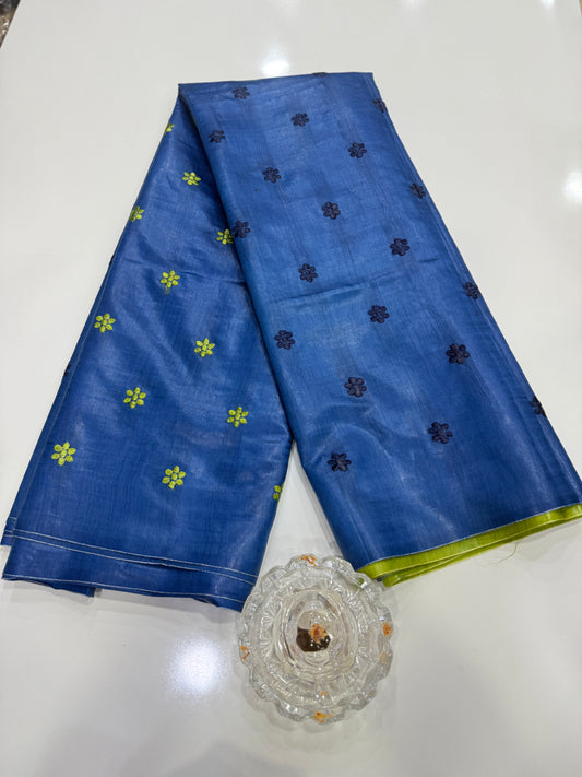 Pure Tussar Munga Silk Saree with Dolabadi Embroidery Work – Silk Mark Certified Handloom Saree