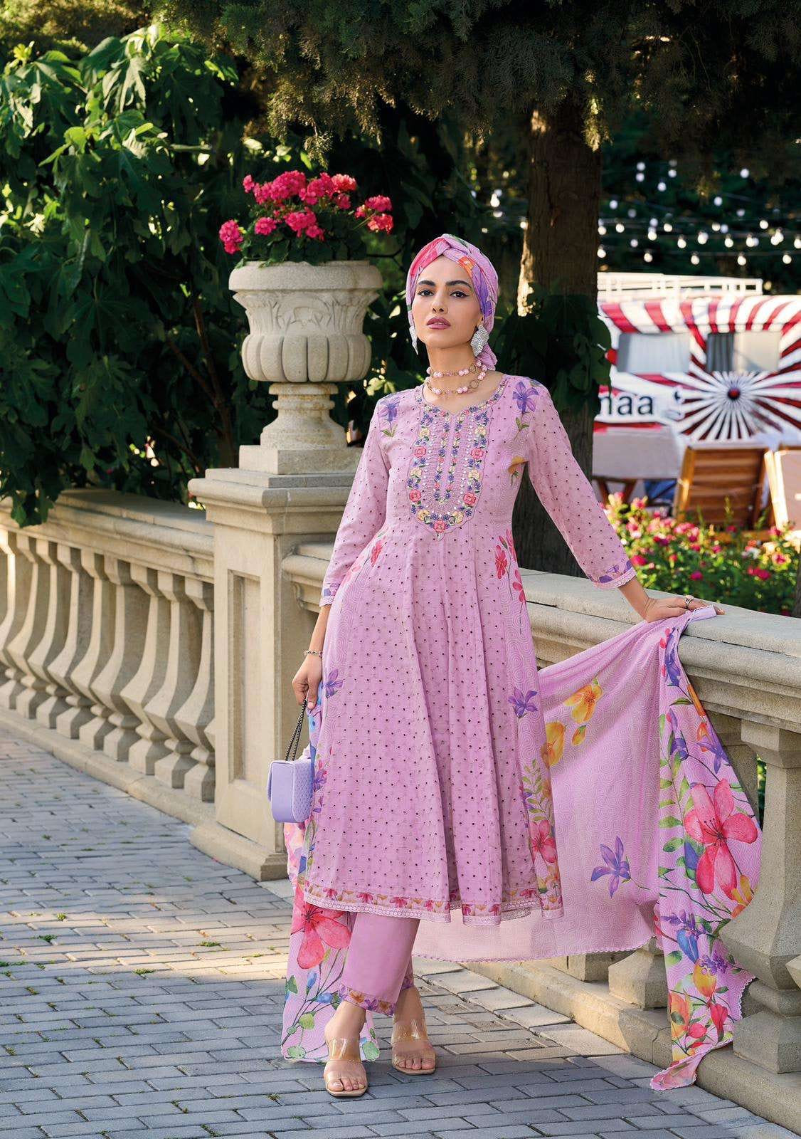 Pure Cotton Anarkali Kurti Pant Set with Digital Print Dupatta – Pakistani Style Women’s Ethnic Wear