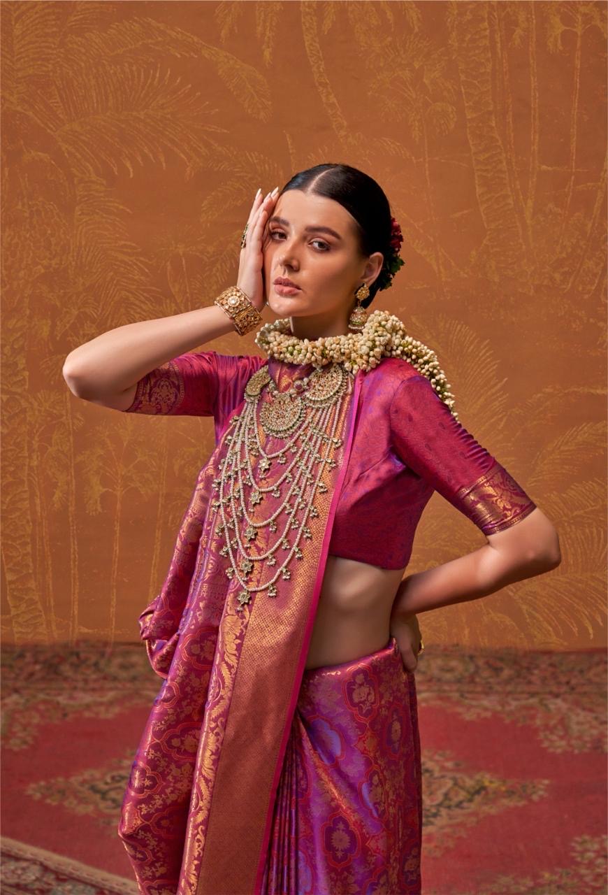 Handloom style Silk Saree with Intricate Weaving and Blouse Piece – Festive and Wedding Wear