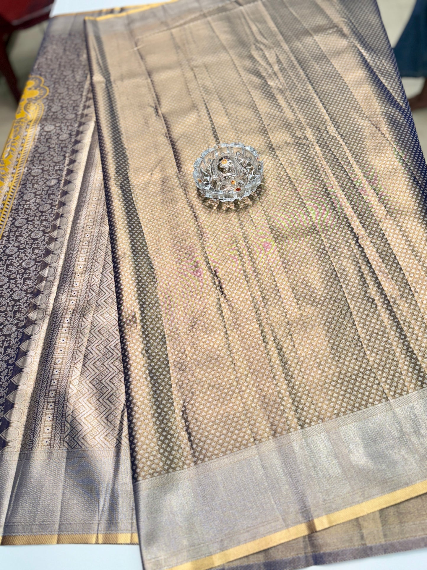 Semi Pattu Silk Saree with Zari Border and Contrast Pallu for Women